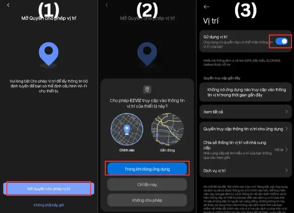 Bật định vị khi cài camera ezviz