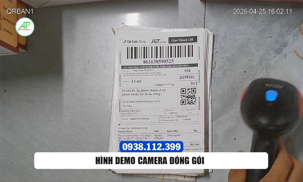 hình demo camera đóng gói soi mã vận đơn