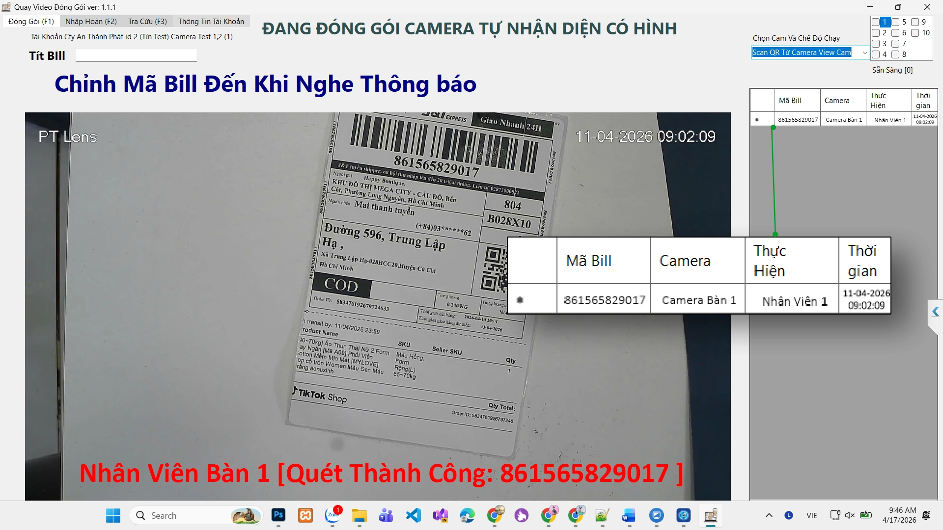 Camera Quét Mã Đơn Hàng Sàn TMĐT