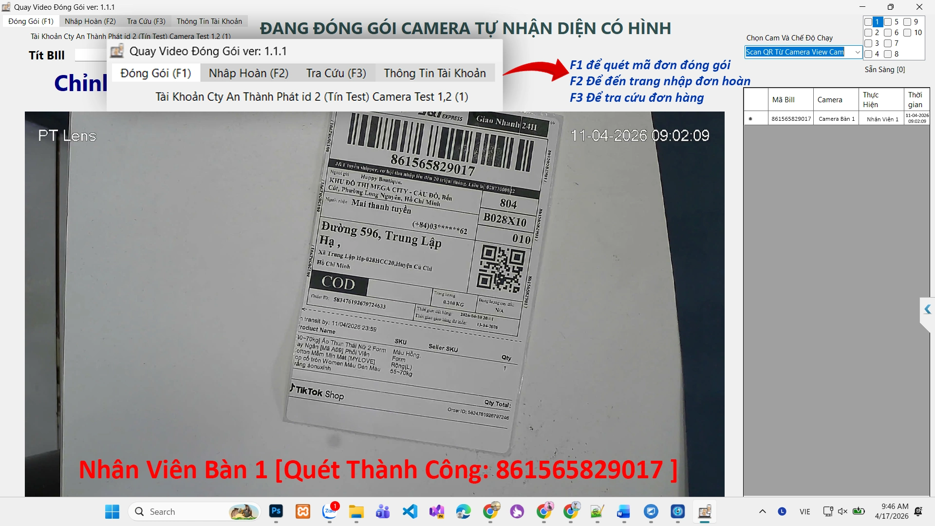 Camera Quét Mã Đơn Hàng Sàn TMĐT