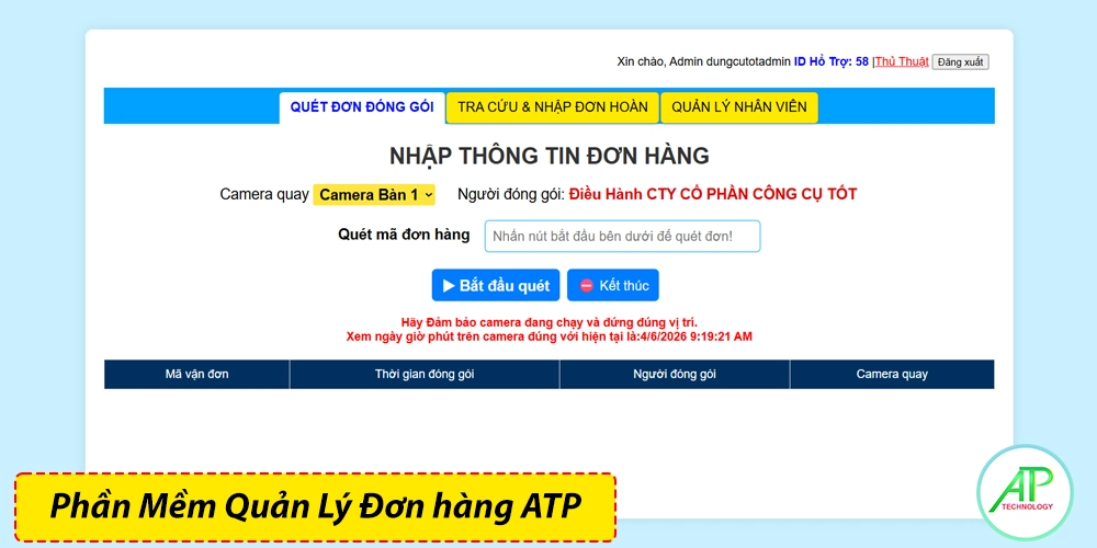 Camera Quét Mã Vận Đơn Tự Động