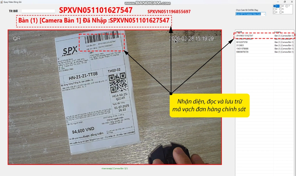Camera Quét Mã Vận Đơn Tự Động