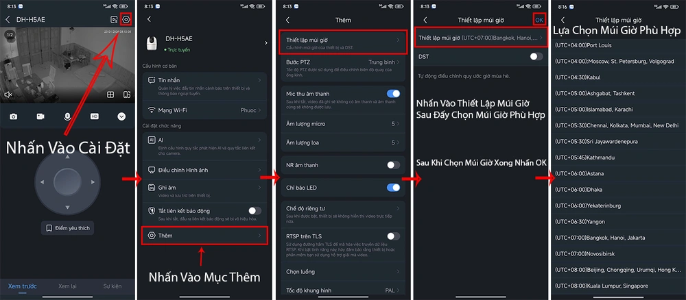 chỉnh ngày giờ camera kbvision trên điện thoại