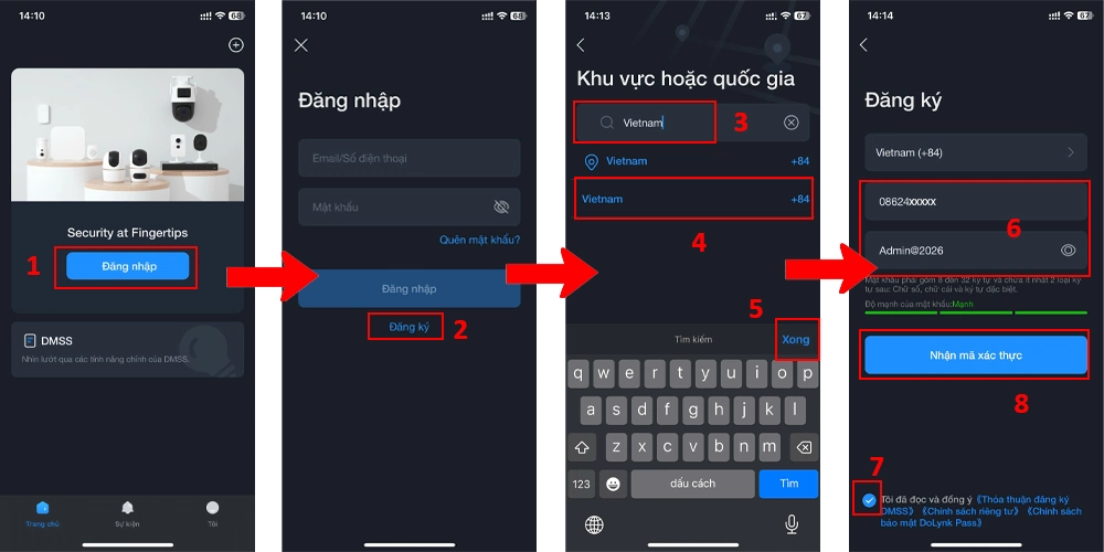 Đăng ký tài khoản DMSS