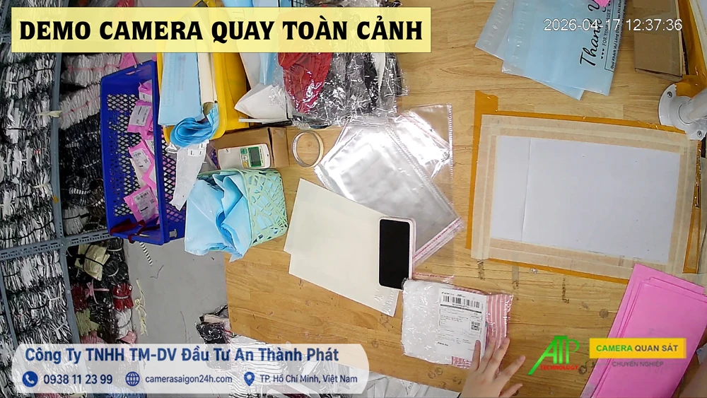 demo camera quan sát toàn canh lúc đóng gói 