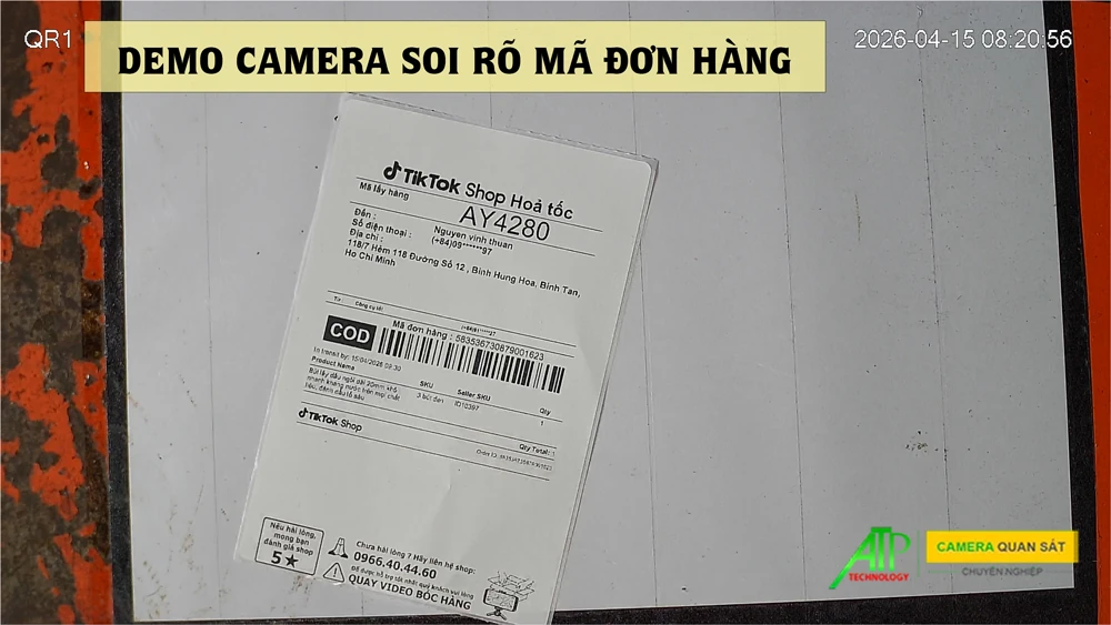 hình ảnh demo giải phap camera quan sát thấy rõ mã qr chi tiết rõ
