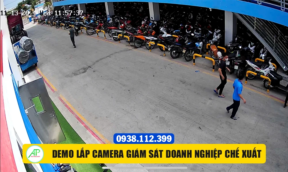 hình ảnh demo lắp camera giám sát hải quan trong doanh nghiệp chế xuất