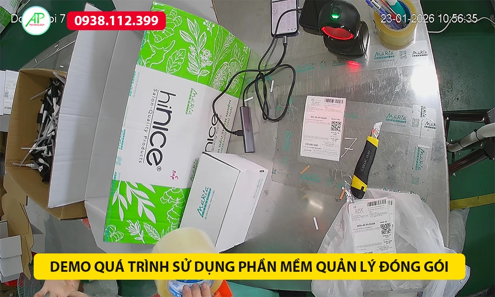 hình demo quá trình sử dụng phần mềm quản lý đóng gói