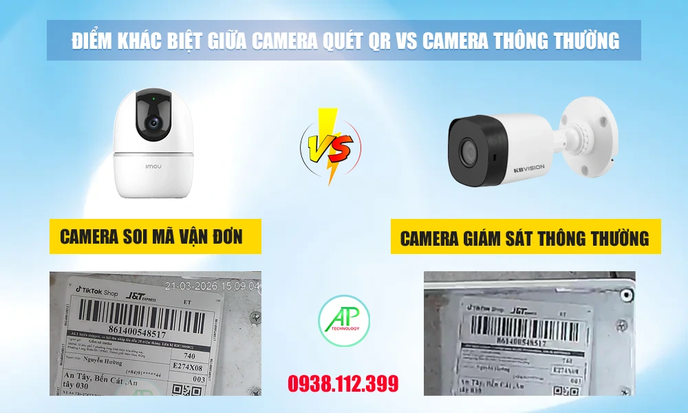camera quét qr quay video đóng gói và camera thông thường