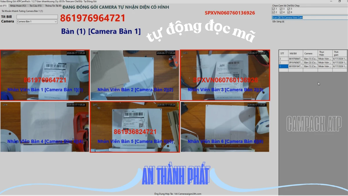 giao diện quét mã vận đơn tự động