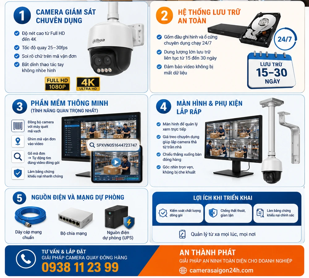 trọn bộ thiết bị camera quay đóng hàng 