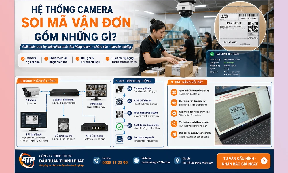 hệ thống camera quan sát soi mã qr vận đơn tự động