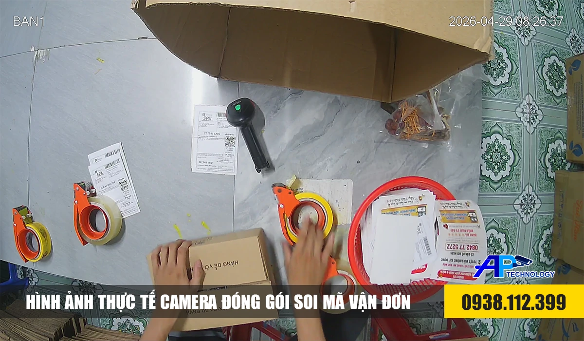 hình ảnh thực tế camera đóng gói quét mã vận đơn