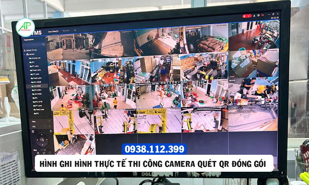 hỉnh ảnh demo thực tế lắp camera quét qr quay video đóng gói tại khách hàng