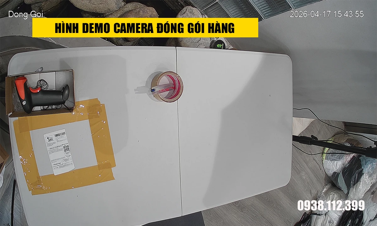 hình demo lắp camera đóng gói hàng