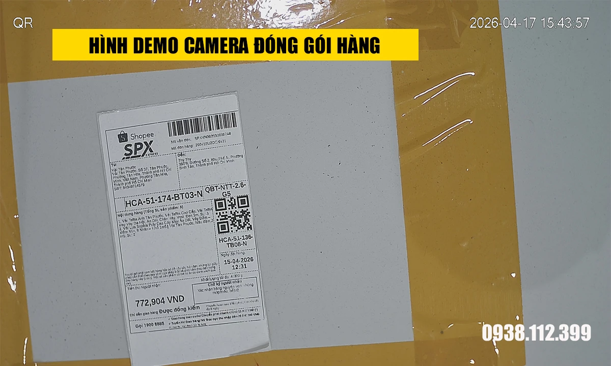 hình demo lắp camera đóng gói hàng