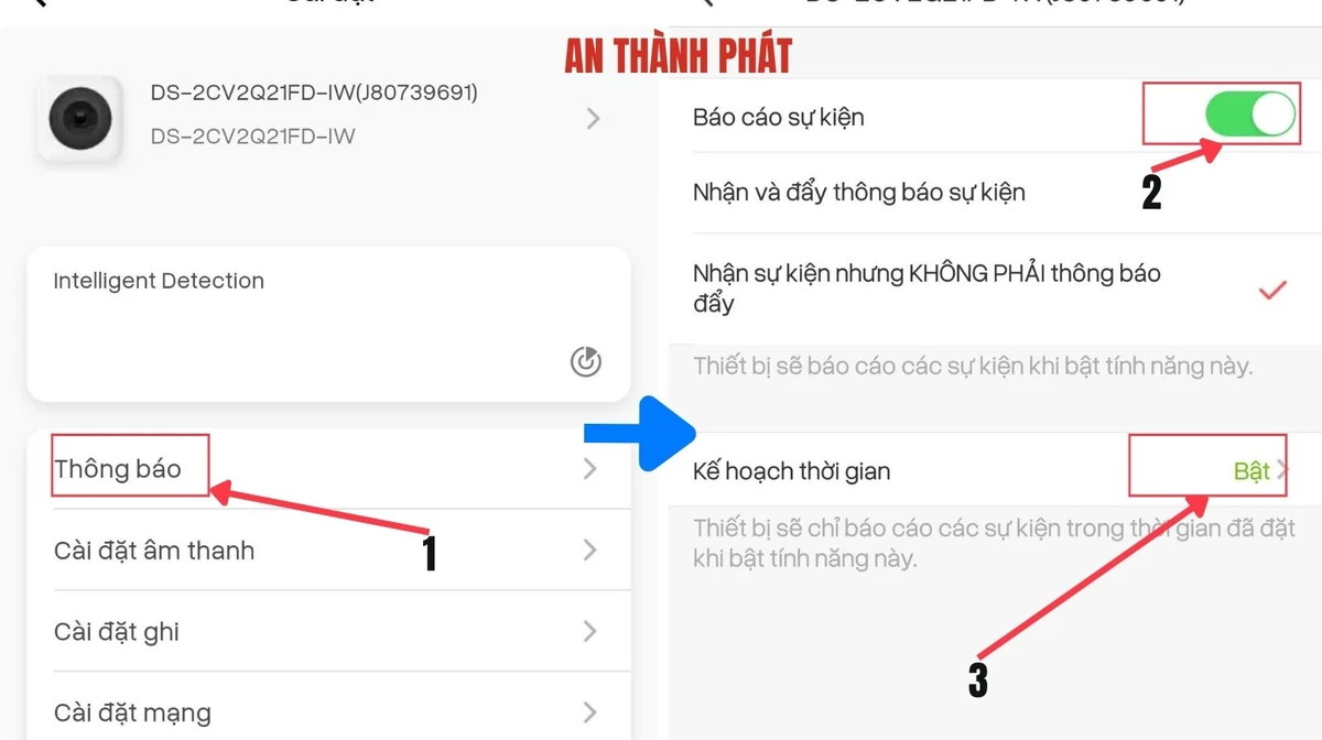 Cách bật tắt thông báo camera Hikvision trên điện thoại - Bước 3