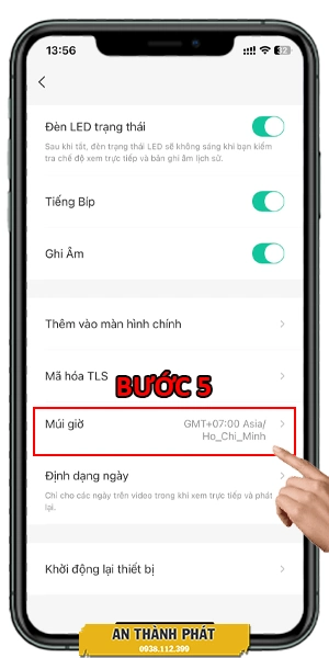 Chọn vào danh mục "Múi Giờ"