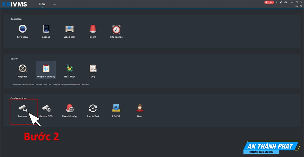 Chọn đến phần quản lý thiết bị "Devices"
