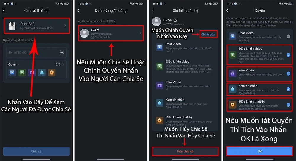 hũy chia sẽ và giới hạn truy cập camera dahua