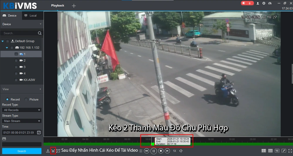 dịch chuyển thanh đỏ và nhấn hình cây kéo cho phù hợp