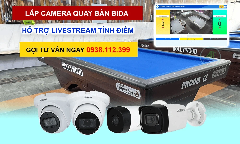 lắp camera quay bàn Bida
