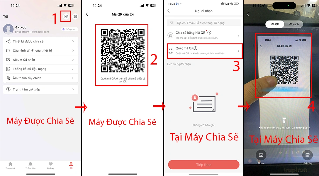 chia sẽ bằng cách quét mã qr