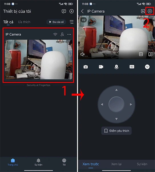 lựa chọn camera cần xem lại thông báo