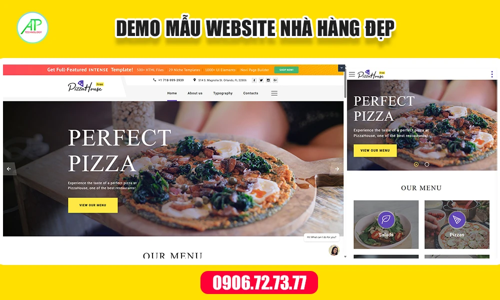mẫu website nhà hàng đẹp mắt, chuyên nghiệp