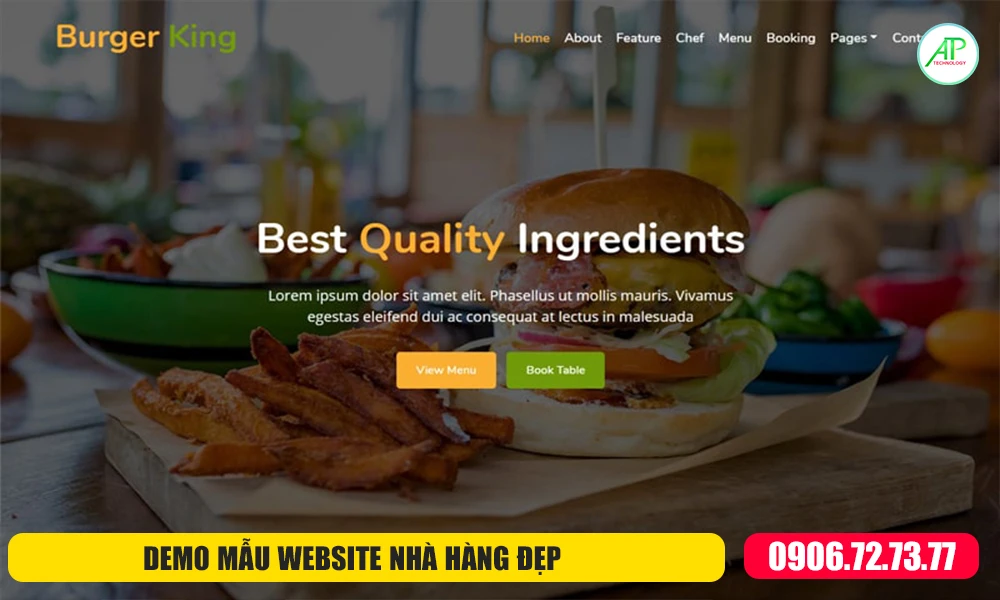 mẫu website nhà hàng đẹp mắt, chuyên nghiệp