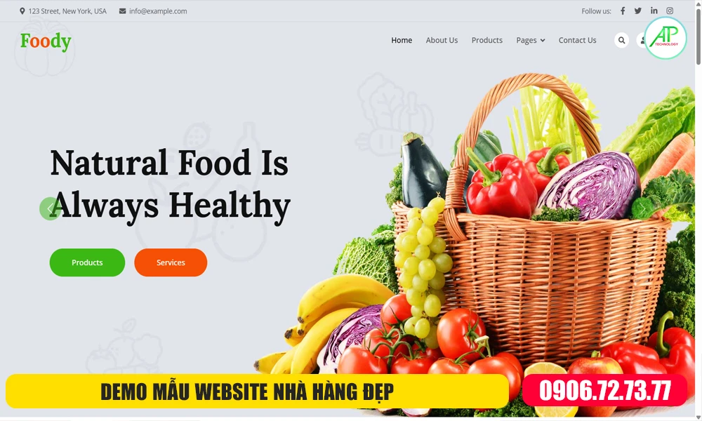 mẫu website nhà hàng đẹp mắt, chuyên nghiệp