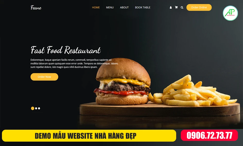 mẫu website nhà hàng đẹp mắt, chuyên nghiệp