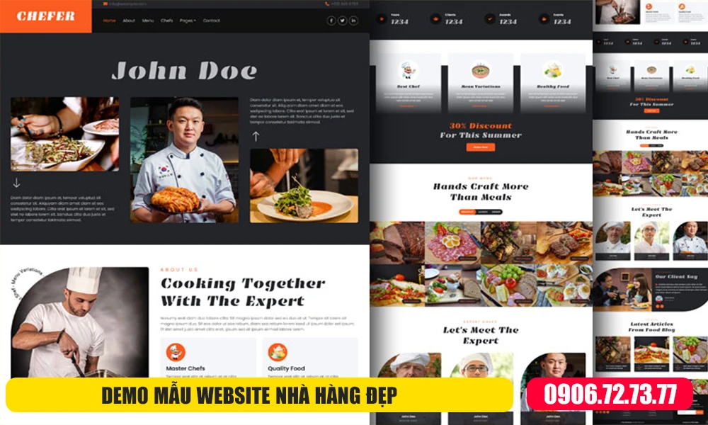 mẫu website nhà hàng đẹp mắt, chuyên nghiệp