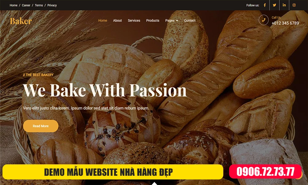 mẫu website nhà hàng đẹp mắt, chuyên nghiệp