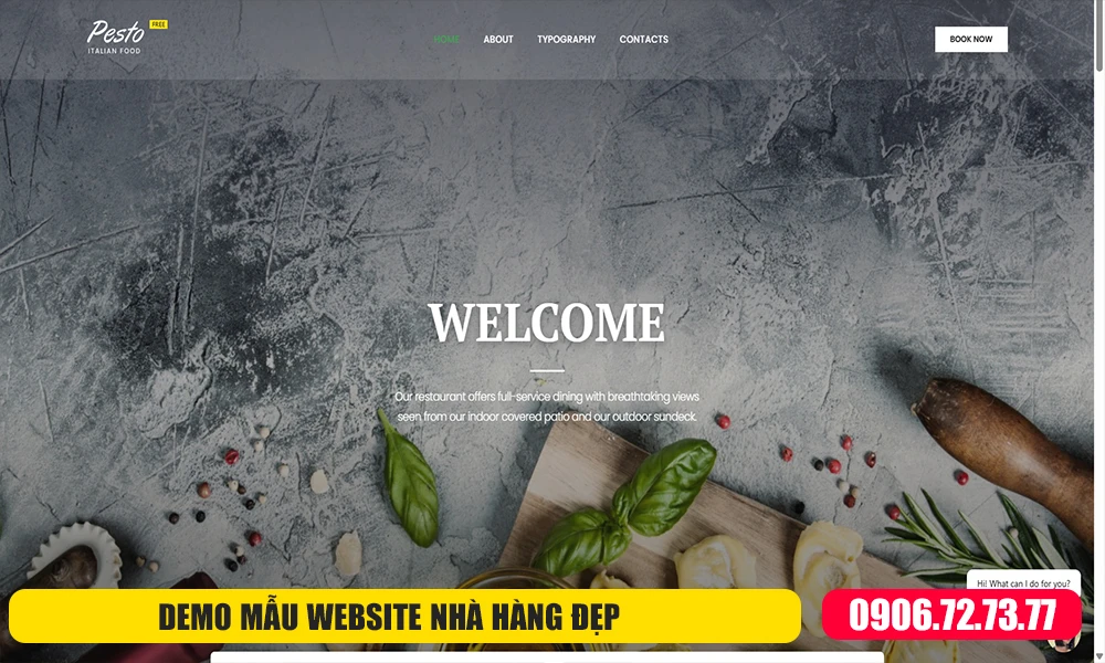 mẫu website nhà hàng đẹp mắt, chuyên nghiệp