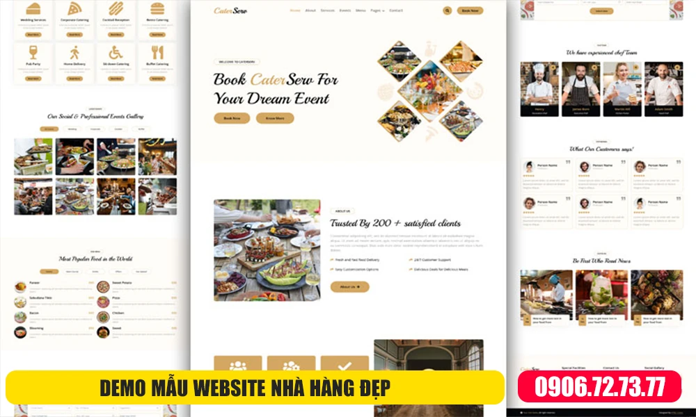 mẫu website nhà hàng đẹp mắt, chuyên nghiệp