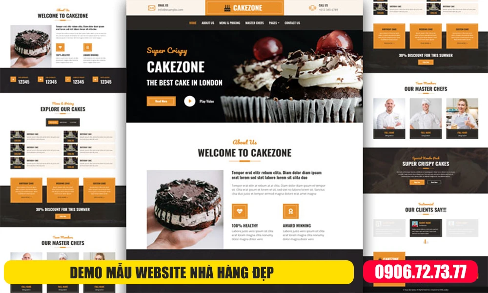 mẫu website nhà hàng đẹp mắt, chuyên nghiệp