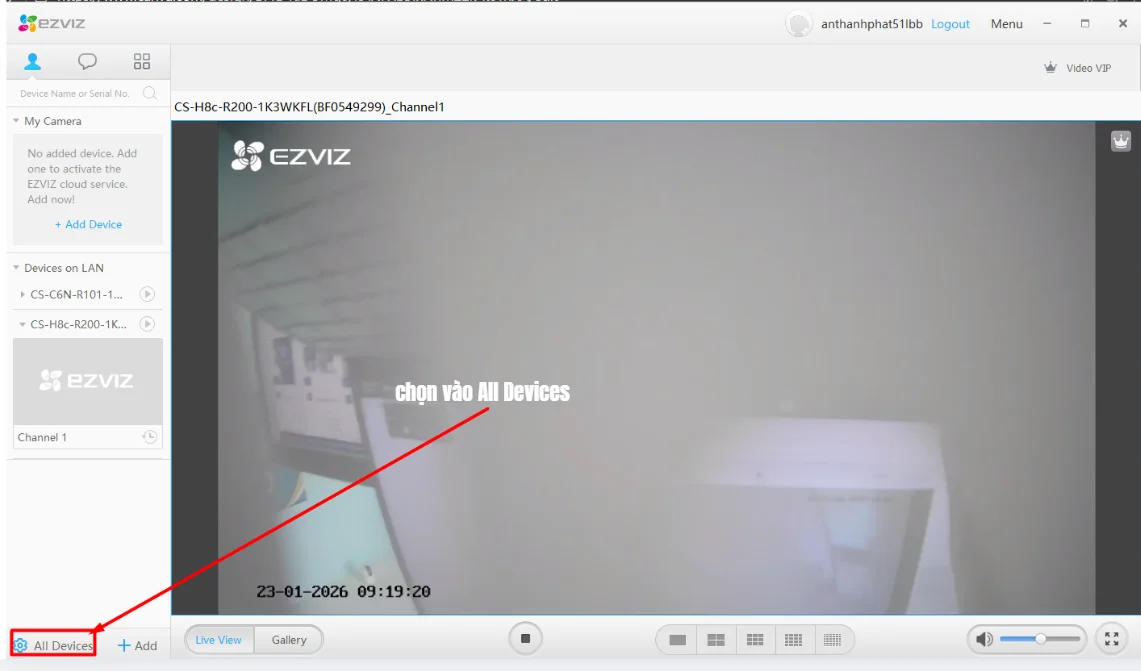 setup ngày giờ camera ezviz trên pc bước 1