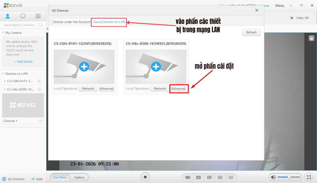 setup ngày giờ camera ezviz trên pc bước 2