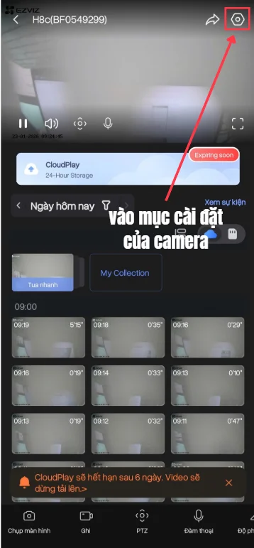 setup ngày giờ camera ezviz bước 2