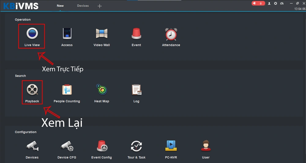 nhấn vào live view để xem trực tiếp