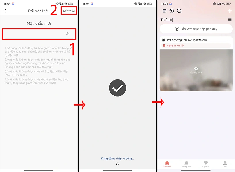 hoàn thành bước lấy lại tài khoản hikvision