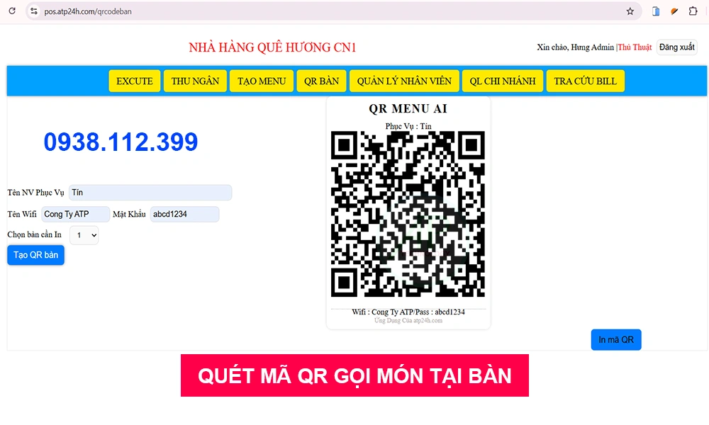 phần mềm order bằng mã QR