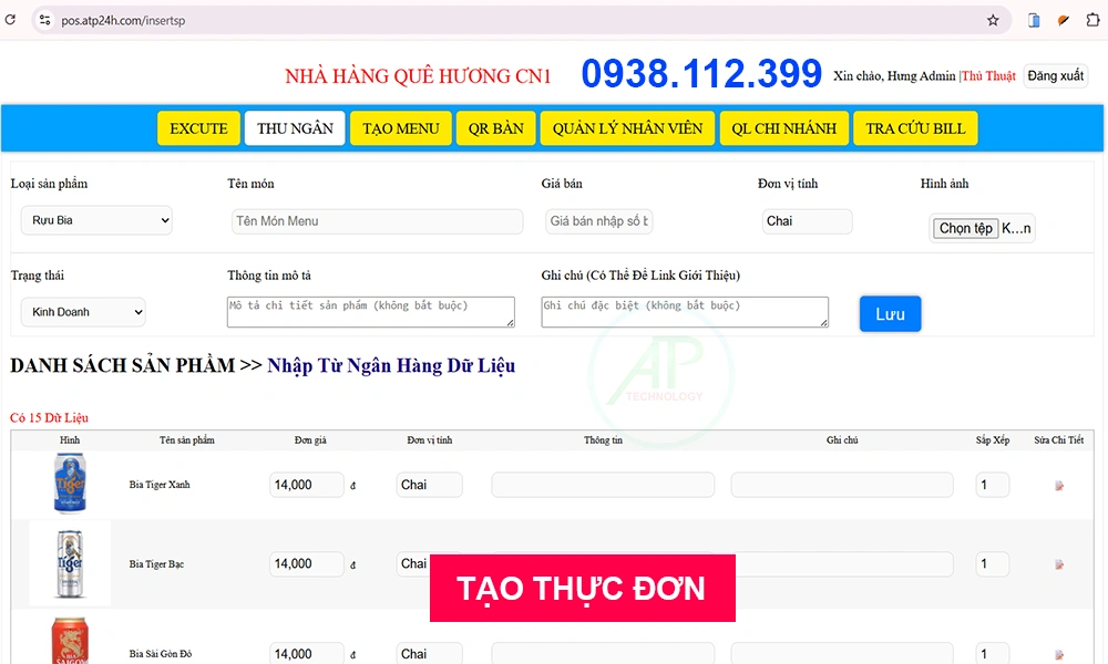 app order cho nhân viên