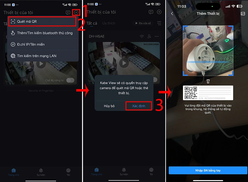 quét mã qr của thiết bị