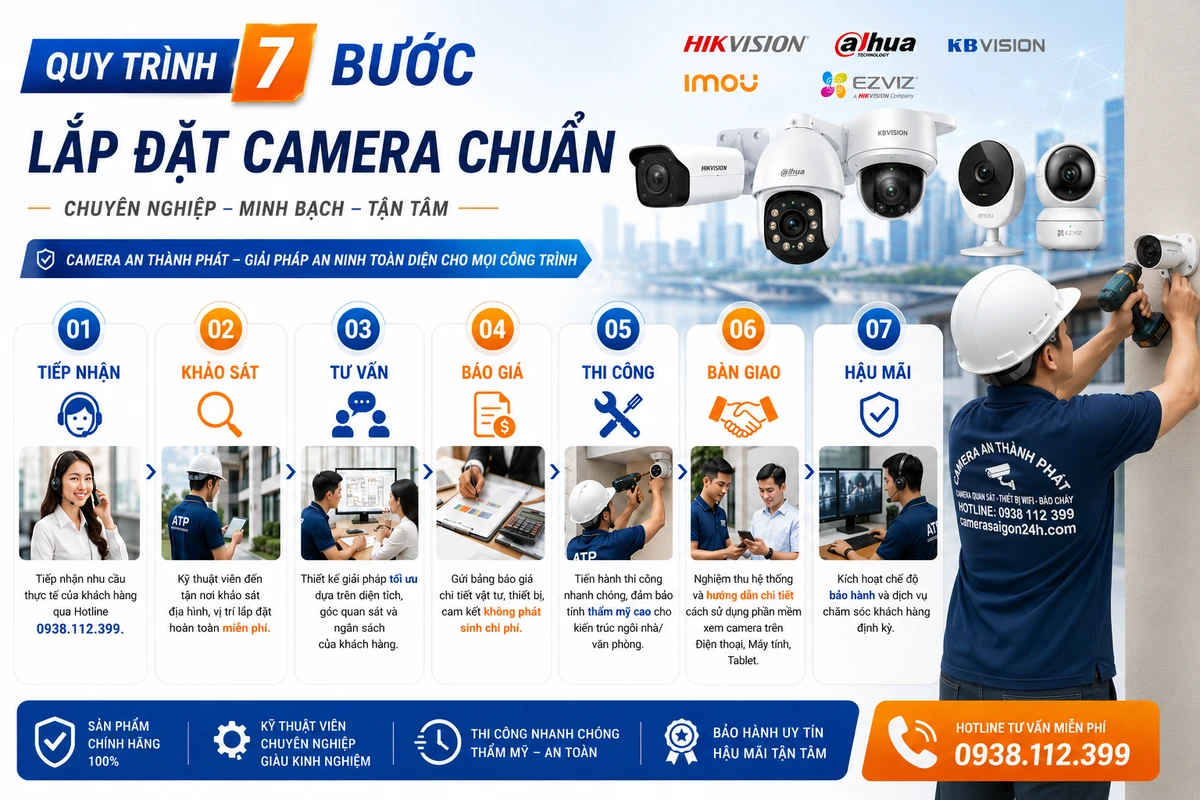 quy trình 7 bước chuẩn lắp đặt camera