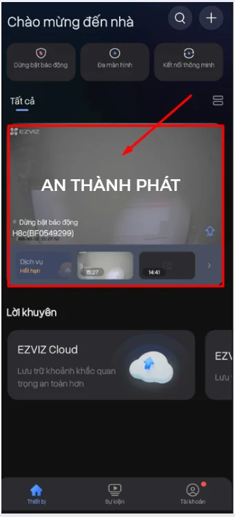 chọn camera cần xem lại