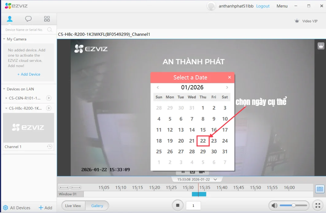 xem lịch sử camera ezviz