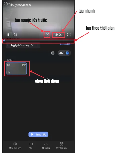 sử dụng màn hình xem lại camera ezviz