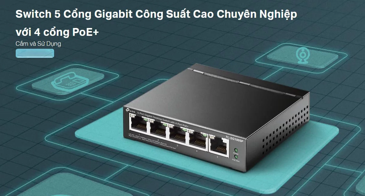 Switch Cấp Nguồn POE 4 Cổng